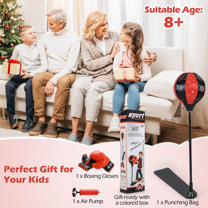 Inflatable Boxing Ball with Boxing Gloves & Air Pump & Stand