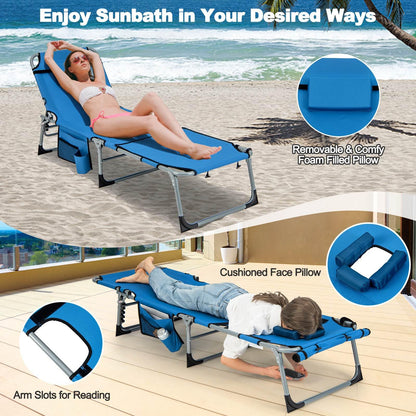 Outdoor Folding Chaise Lounge Chair 5-position Lounge Chair