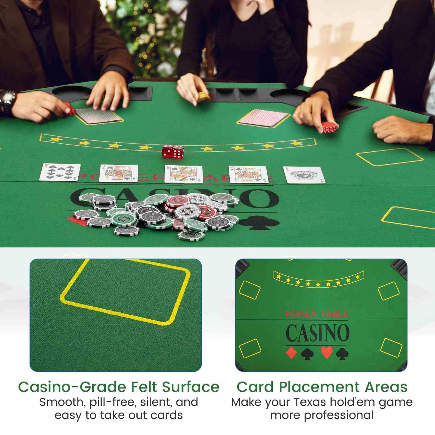 1.2M Poker Table Top 8 Player Foldable Texas Holdem Poker Table Topper w/Carrying Bag
