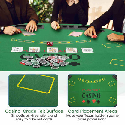 1.2M Poker Table Top 8 Player Foldable Texas Holdem Poker Table Topper w/Carrying Bag