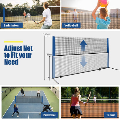 Portable Badminton Set with 2 Shuttlecocks Footpads Clamp Pads Carry Bag