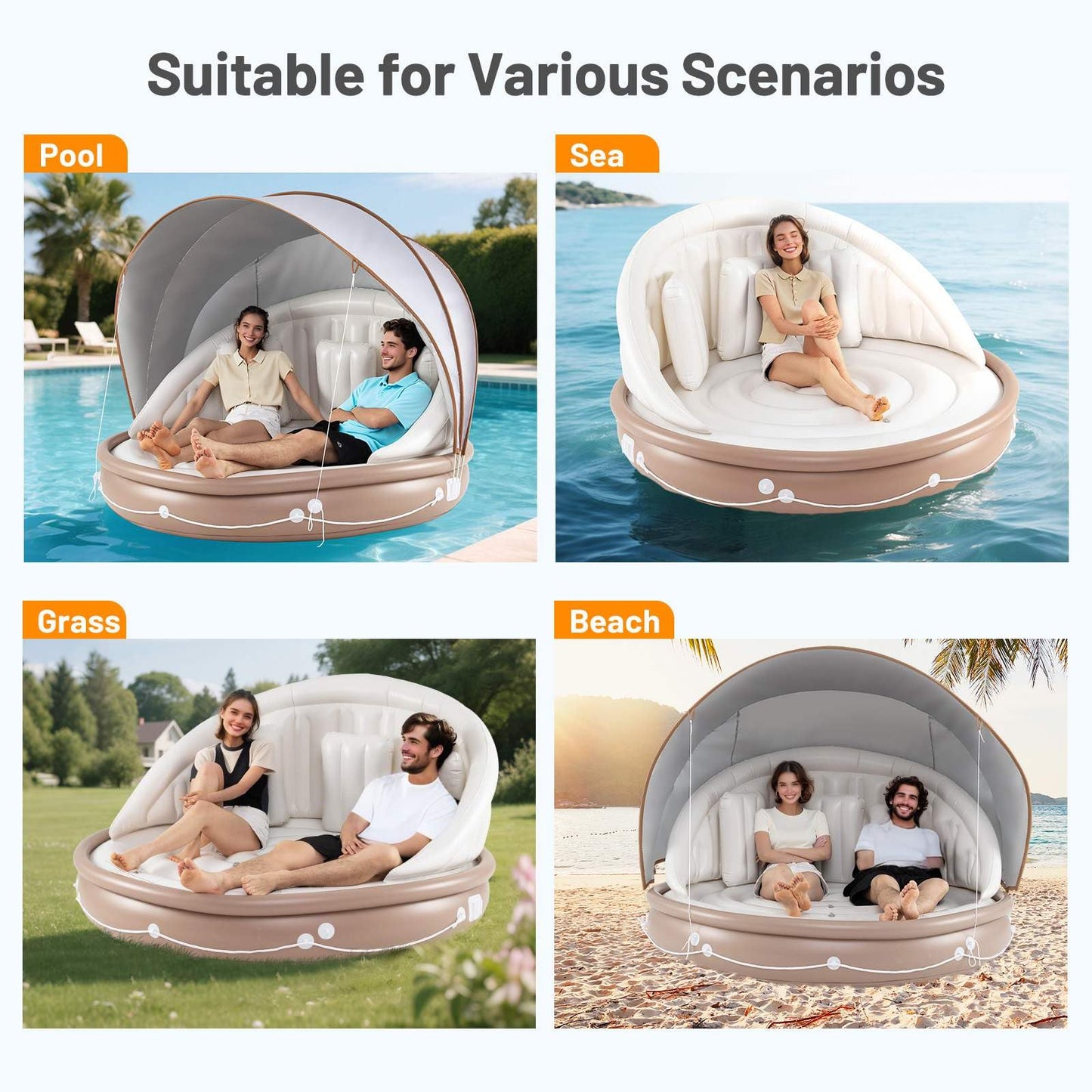 Inflatable Canopy Island w/Retractable & Removable Canopy SPF50+