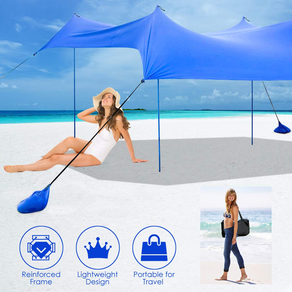 3x2.8 M Beach Sunshade Sun Tent Portable Sun Shade Canopy