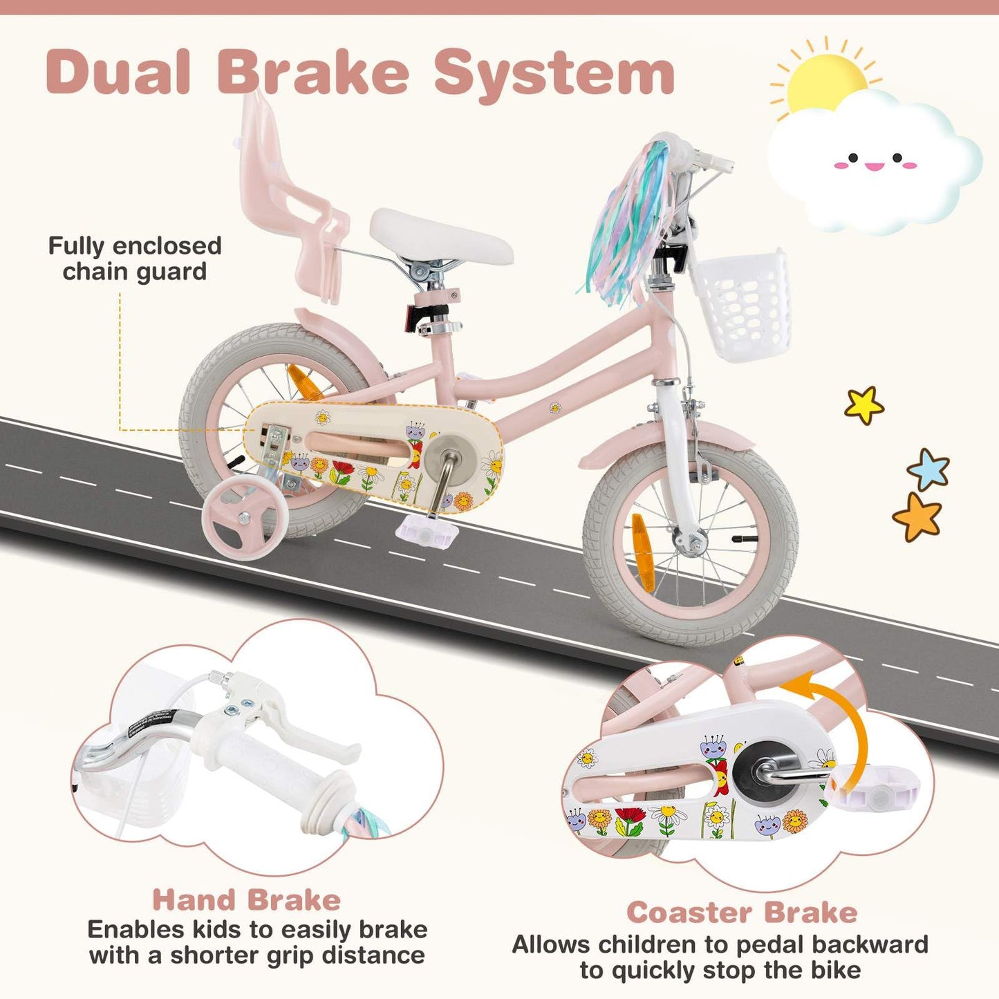 12/14 Inch Children Bicycle w/Detachable Training Wheels