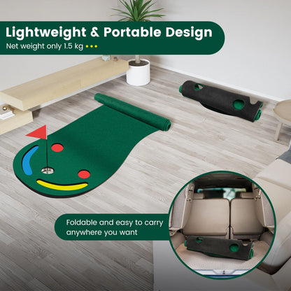 Par Three Putting Mat with 3 Putting Cups 1 Flag and Golf Hole Covers