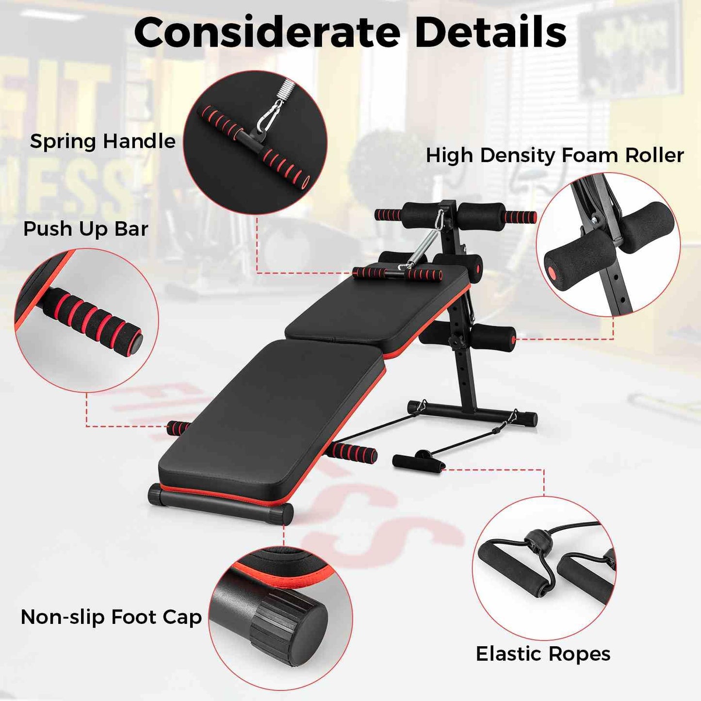 Multifunctional Sit up Bench 4 Position Adjustable Metal Workout Bench