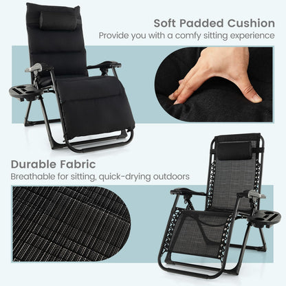 Adjustable Metal Zero Gravity Lounge Chair with Removable Cushion