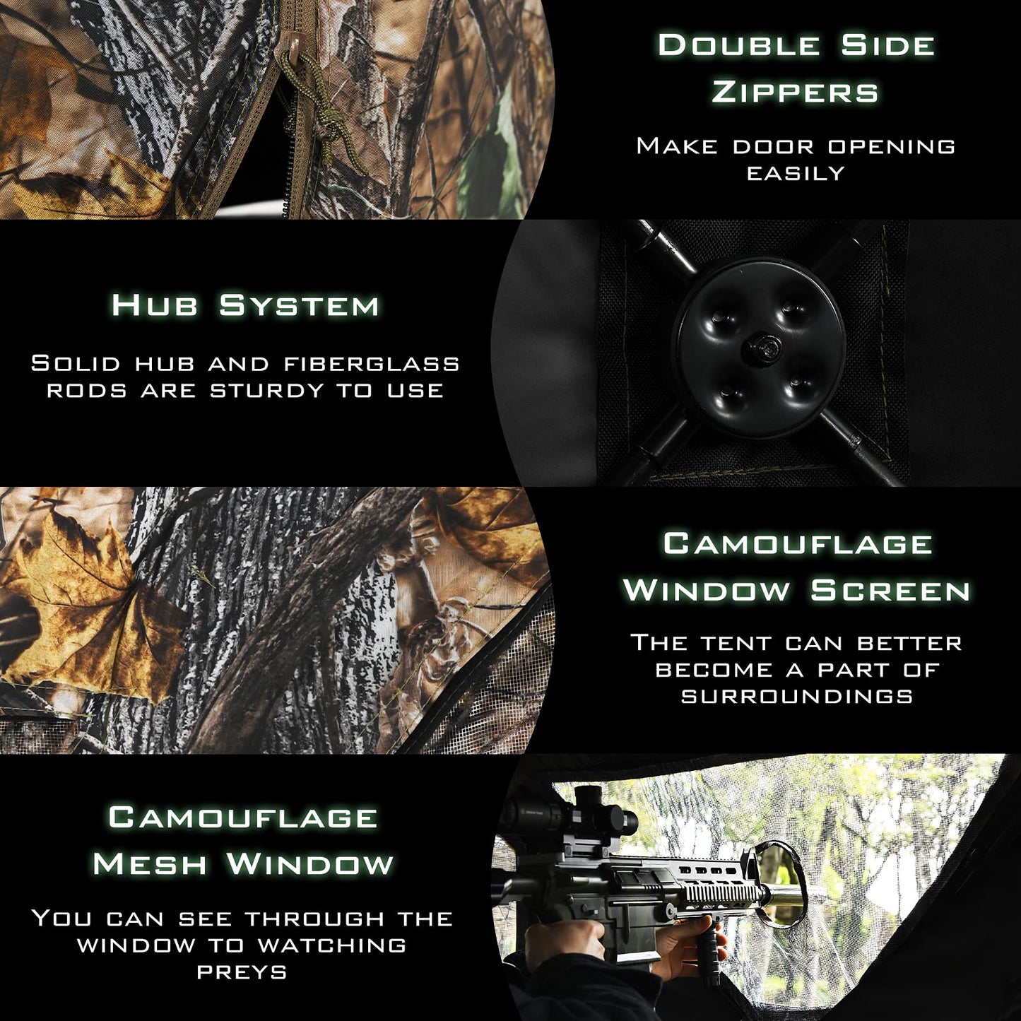 Portable Hunting Blind 3 Person Pop-up Ground Tent w/Gun Ports