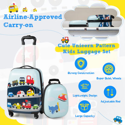 2-Piece Carry-on Luggage Set with Spinner Wheels for Children
