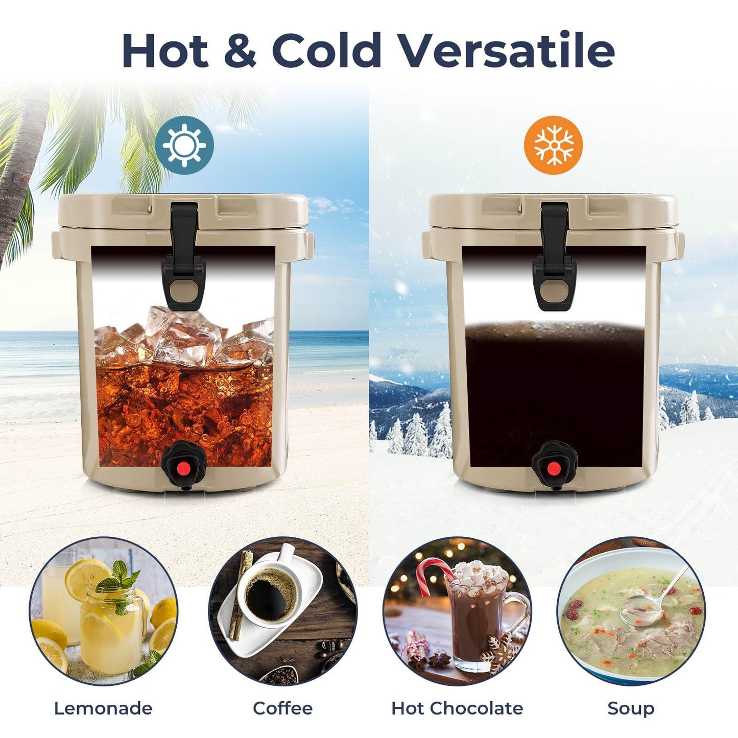 7.85 L Portable Insulated Ice Chest with Flat Seat Lid