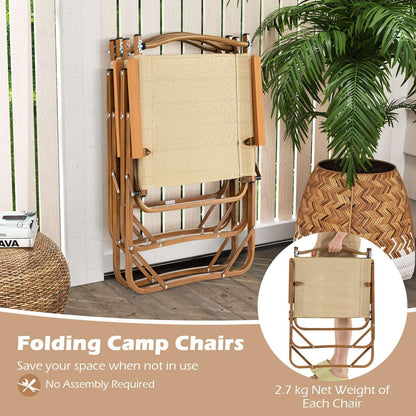 Portable Lawn Chairs Set of 2 with Armrests Folding Camp Chairs