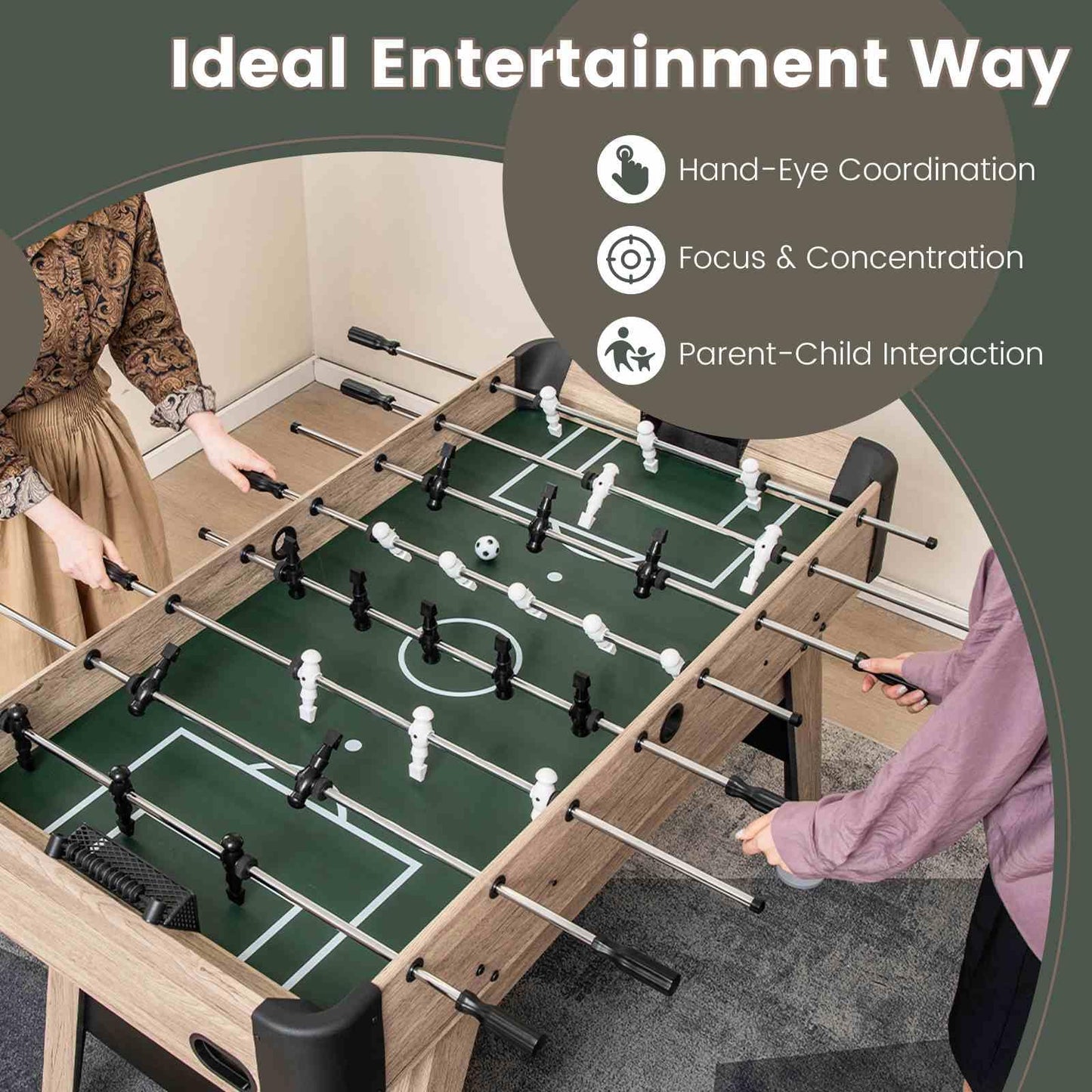 1.2m Foosball Table with Adjustable Leg Levelers for Kids and Adults for Game Rooms