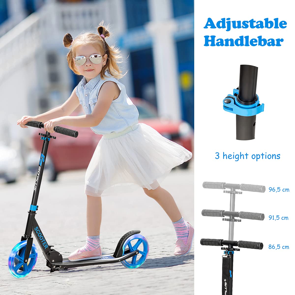 Kids Folding Kick Scooter Scooter for Children Teens w/2 Flash Wheels