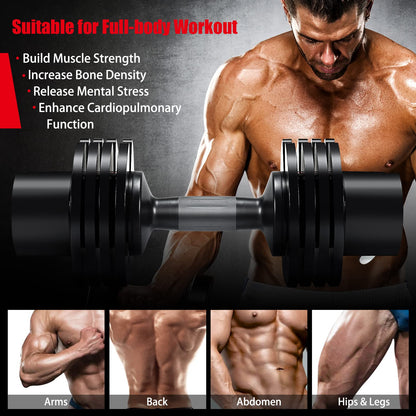 5-in-1 Adjustable Dumbbell Single Dumbbell with Adjustable & Non-Slip Metal Handle