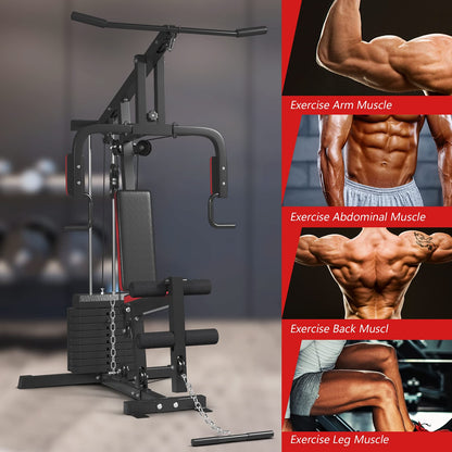 Multifunction Home Gym Station Indoor Strength Training Fitness Machine w/45 kg Weight Stack