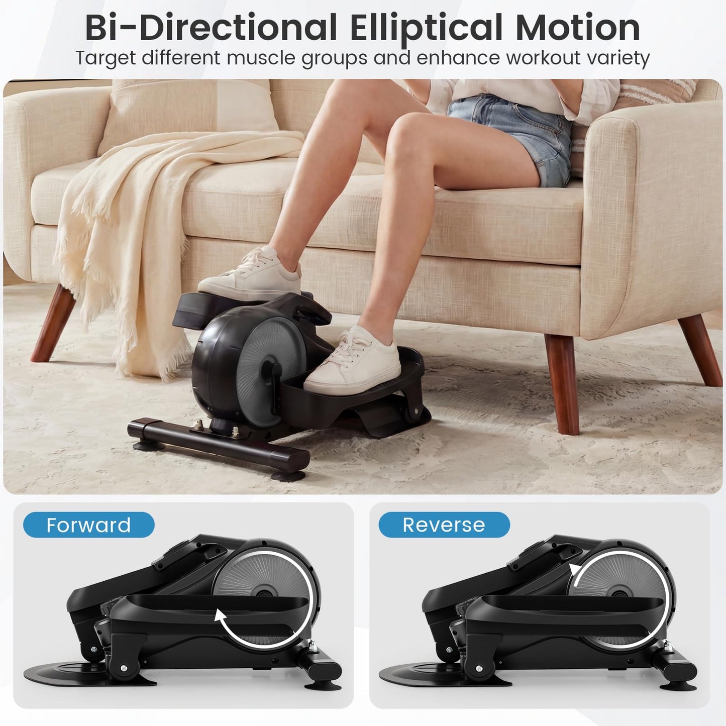 Under Desk Elliptical Pedal Exerciser, Adjustable Magnetic Resistance