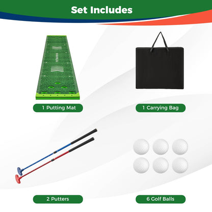 Portable Putting Green Mat with 2 Adjustable Putters