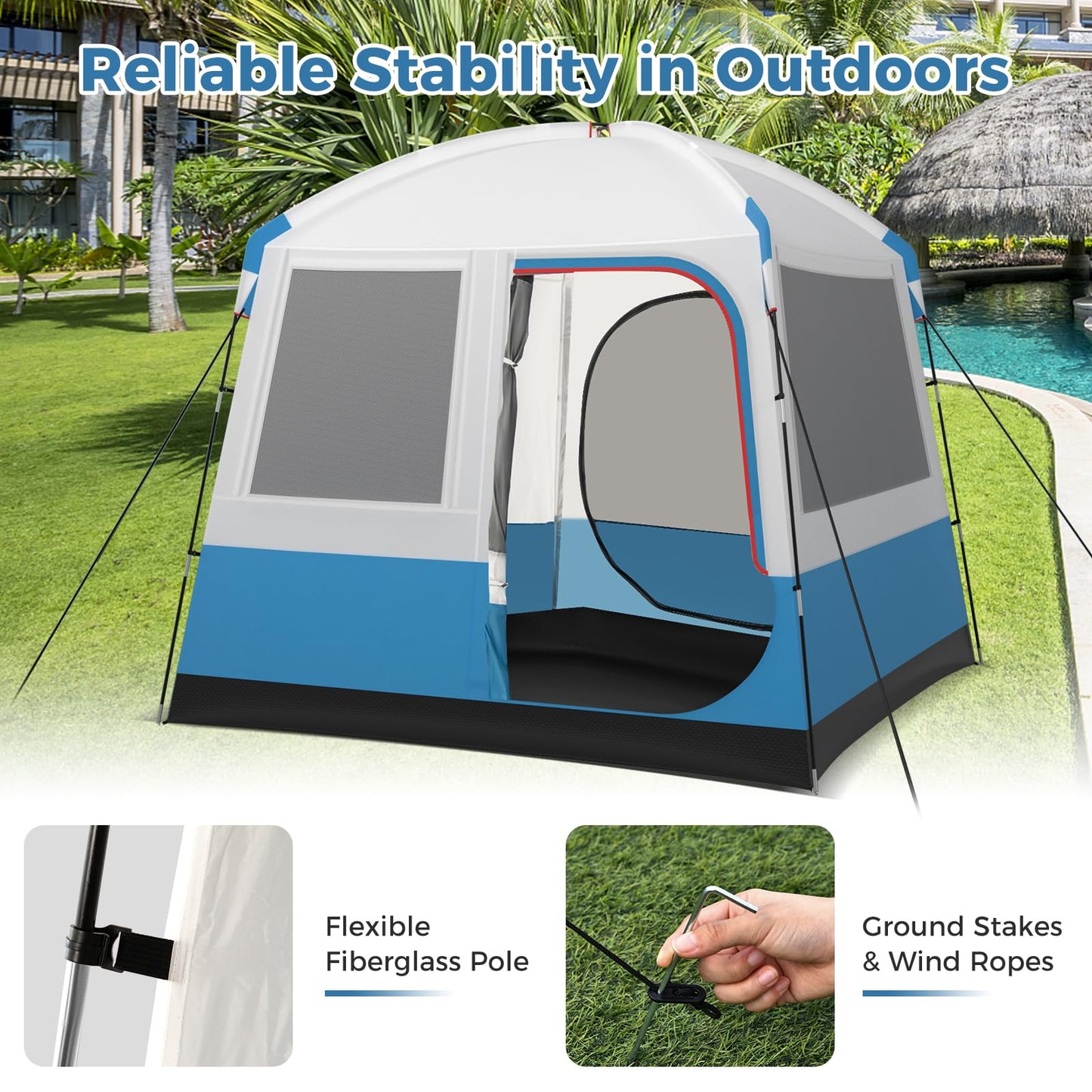 5 Person Camping Tent Waterproof Backpacking Tent w/Large Mesh Door