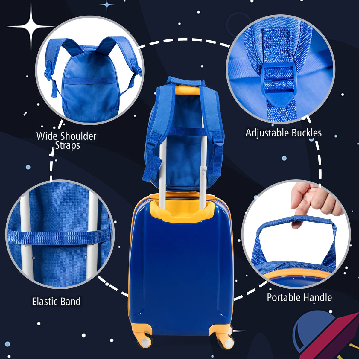 Kids Luggage Set with 4 Multidirectional wheels for Travel