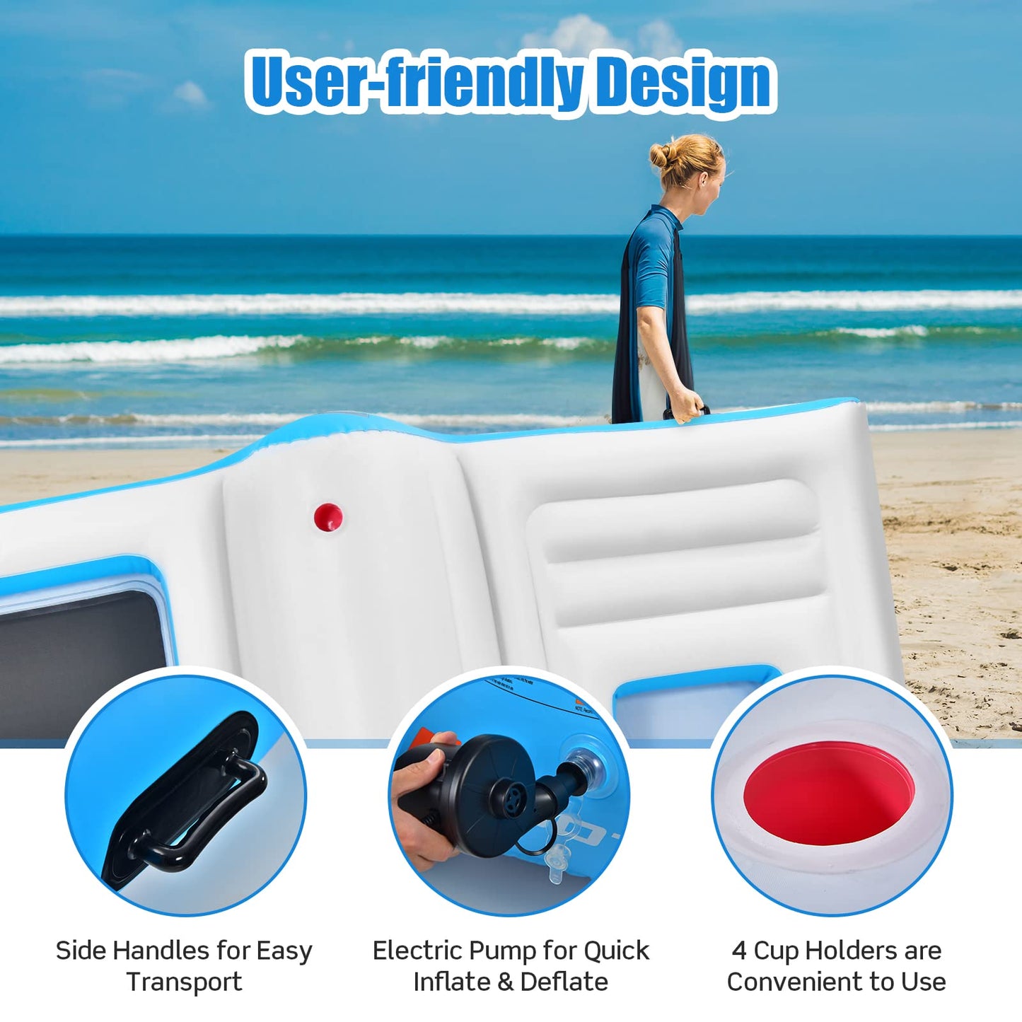 Inflatable Floating Island Lounge & Wading Combo Giant Pool Raft