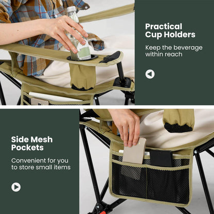 2 in 1 Portable Camping Chair with Detachable Footrest Adjustable Backrest