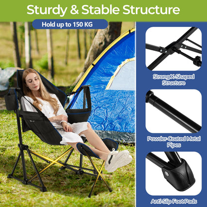Portable Folding Outdoor Reclining Chair w/Adjustable Backrest & Footrest