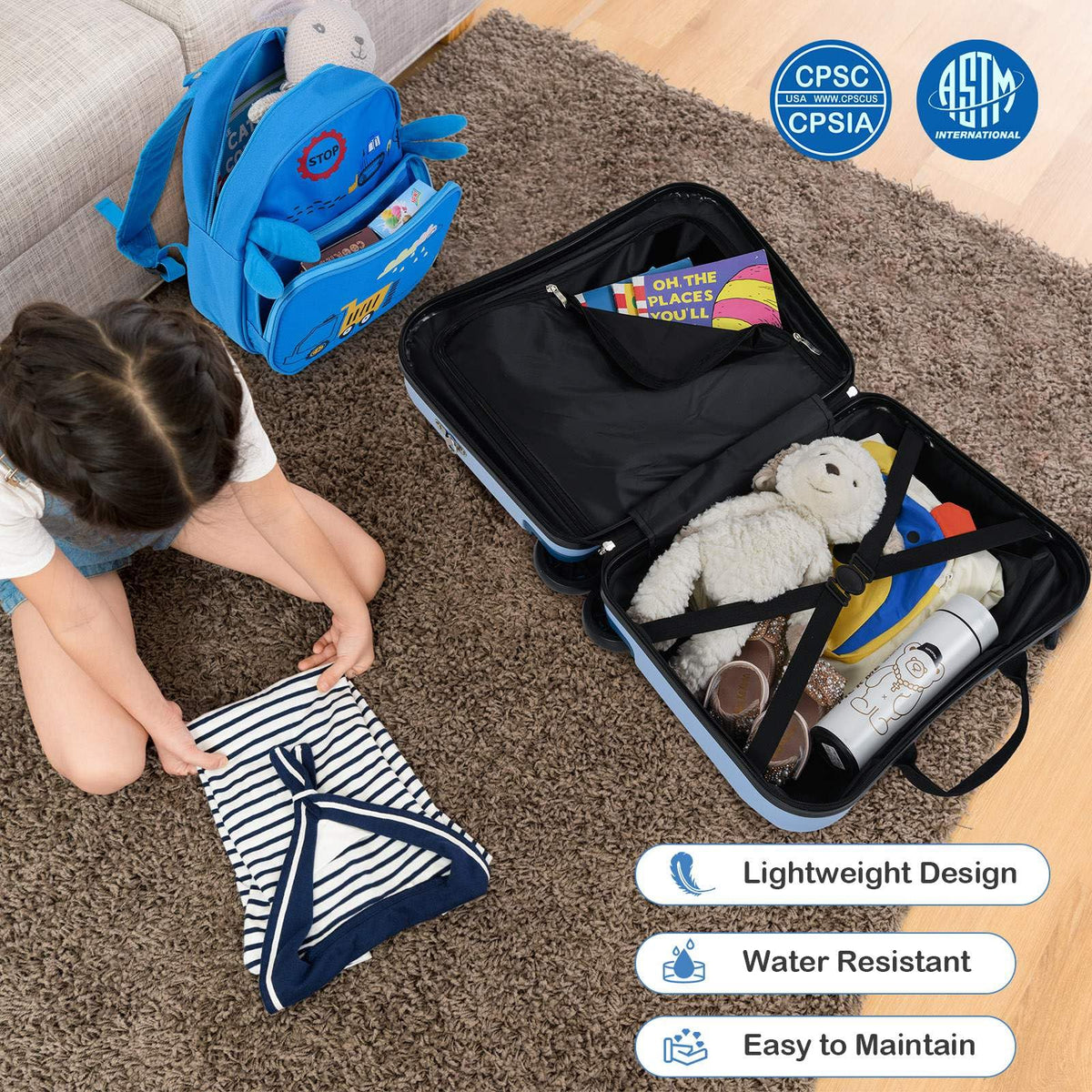 2 PC Kids Luggage Set with Spinner Wheels