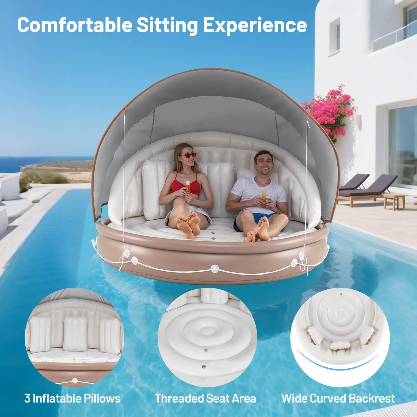 Inflatable Canopy Island w/Retractable & Removable Canopy SPF50+