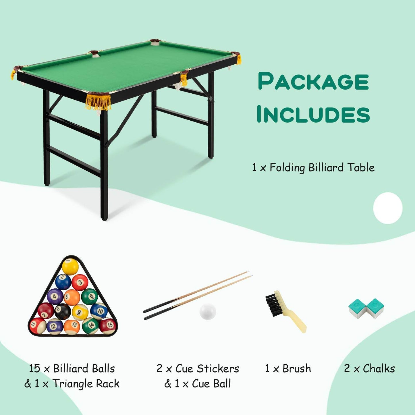 122 CM Folding Billiard/Pool Table Set w/Accessories