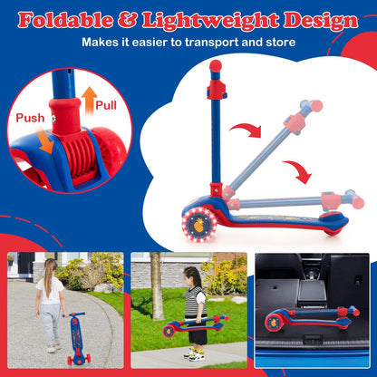 3-Wheel Toddler Kick Scooter with Light-up LED Wheel & Stepless Adjustable Handlebar