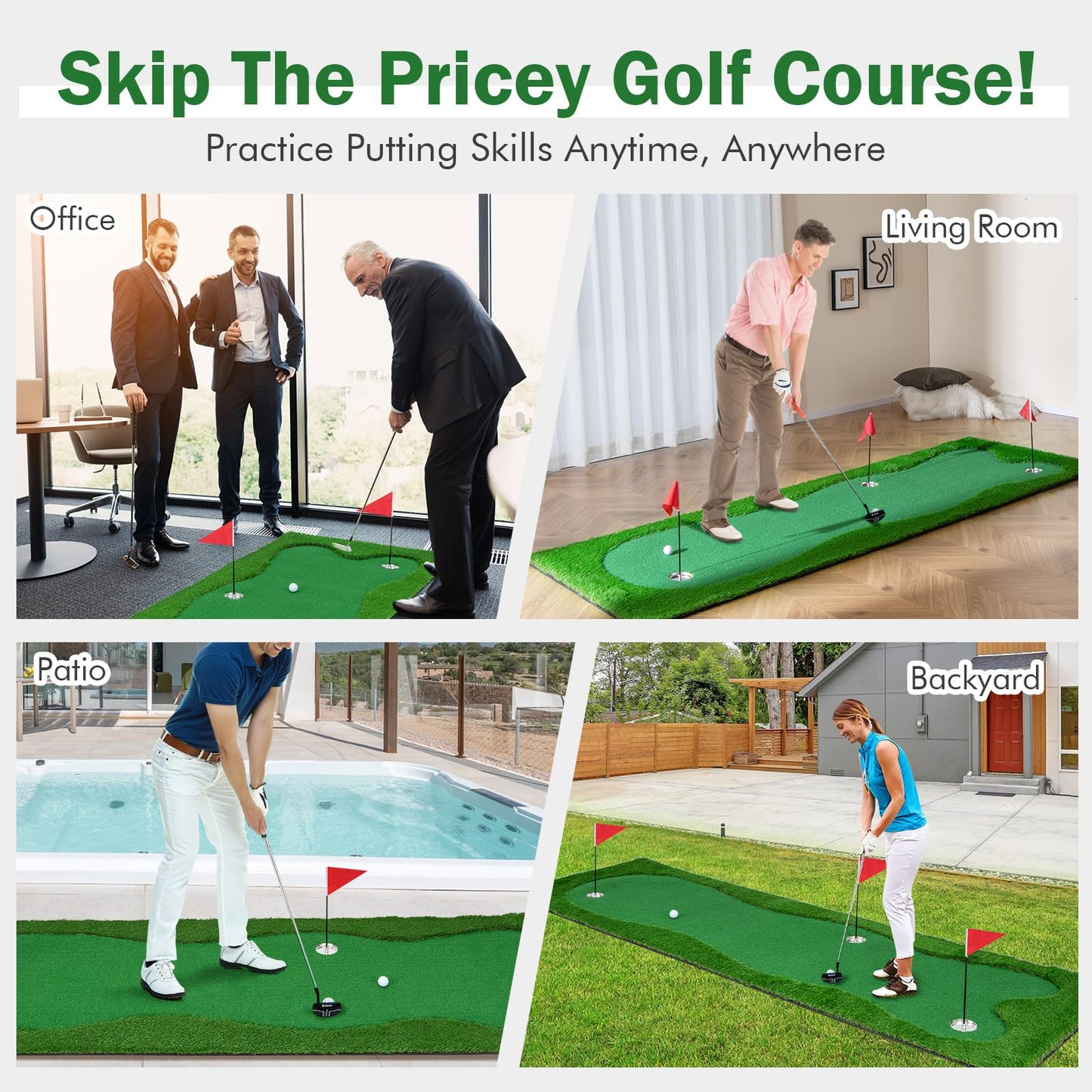 300 cm x 100 cm Golf Putting Green Professional Golf Training Mat