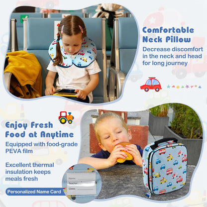 5 Piece Kids Luggage Set with Backpack and Neck Pillow & Name Tag
