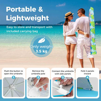 Pop up Sunshade Umbrella w/Portable Carrying Bag UPF50+ Sun Protection