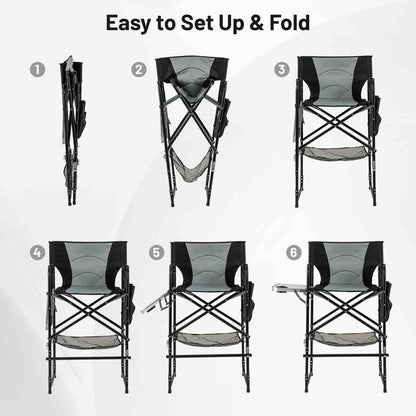 116.5 cm Tall Directors Chair with Foldable Side Table & Footrest