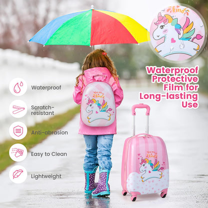 2 Pieces Kid Luggage Set with Wheels and Retractable Handle