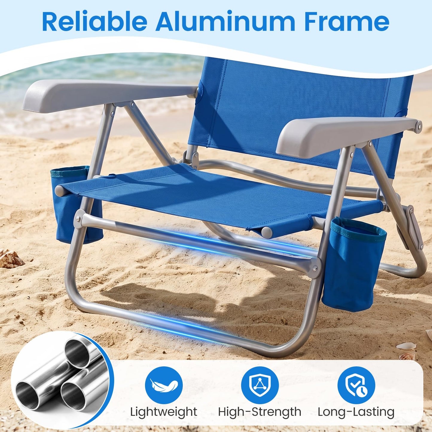2 Pack Beach Chair for Adults, Lightweight Folding Beach Chair