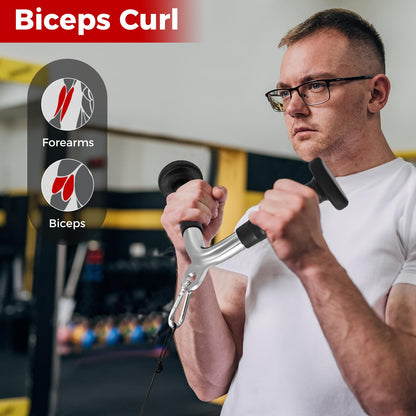 LAT Pulldown Attachments incl. V-Shaped Press Down Handle, Straight Bar, Tricep Rope & Double D Handle