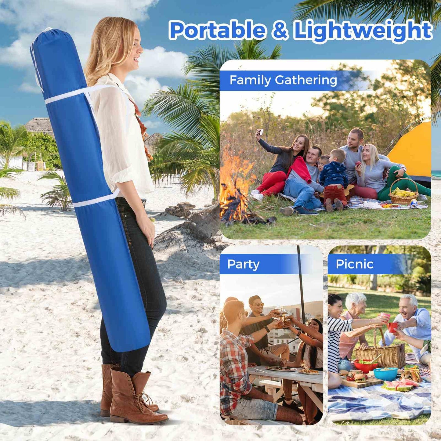 2 x 2M Beach Tent with Folding Table UPF 50+ Protection