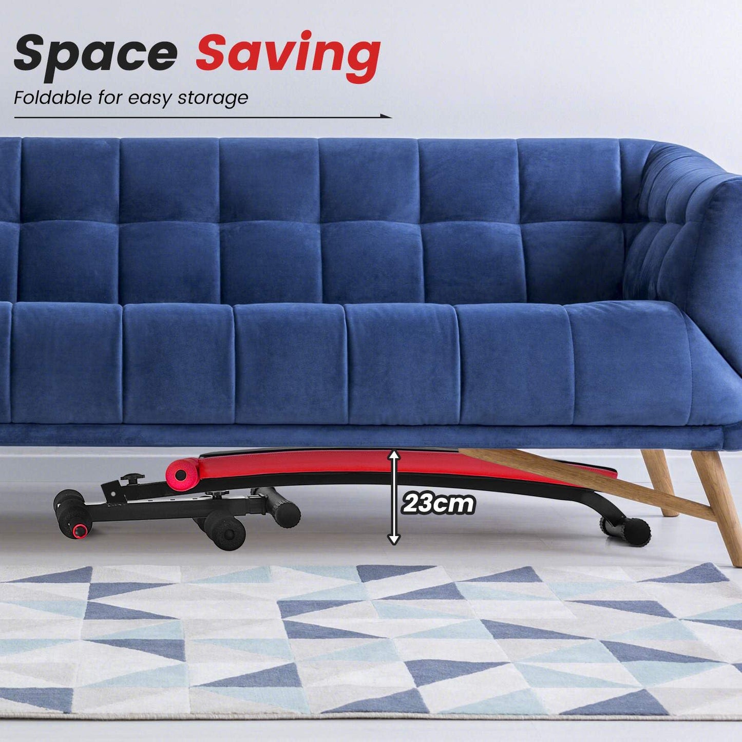 Foldable Adjustable Sit-Up Bench with Crunch Handles