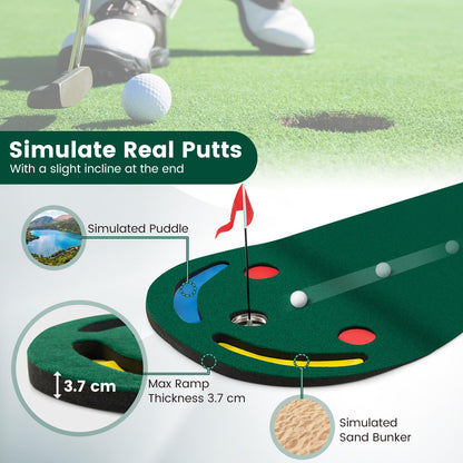 Par Three Putting Mat with 3 Putting Cups 1 Flag and Golf Hole Covers