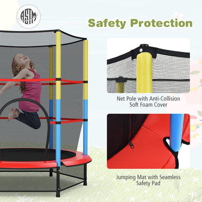 55" Kids Trampoline with Safety Enclosure Net for Boys & Girls Age 3-6
