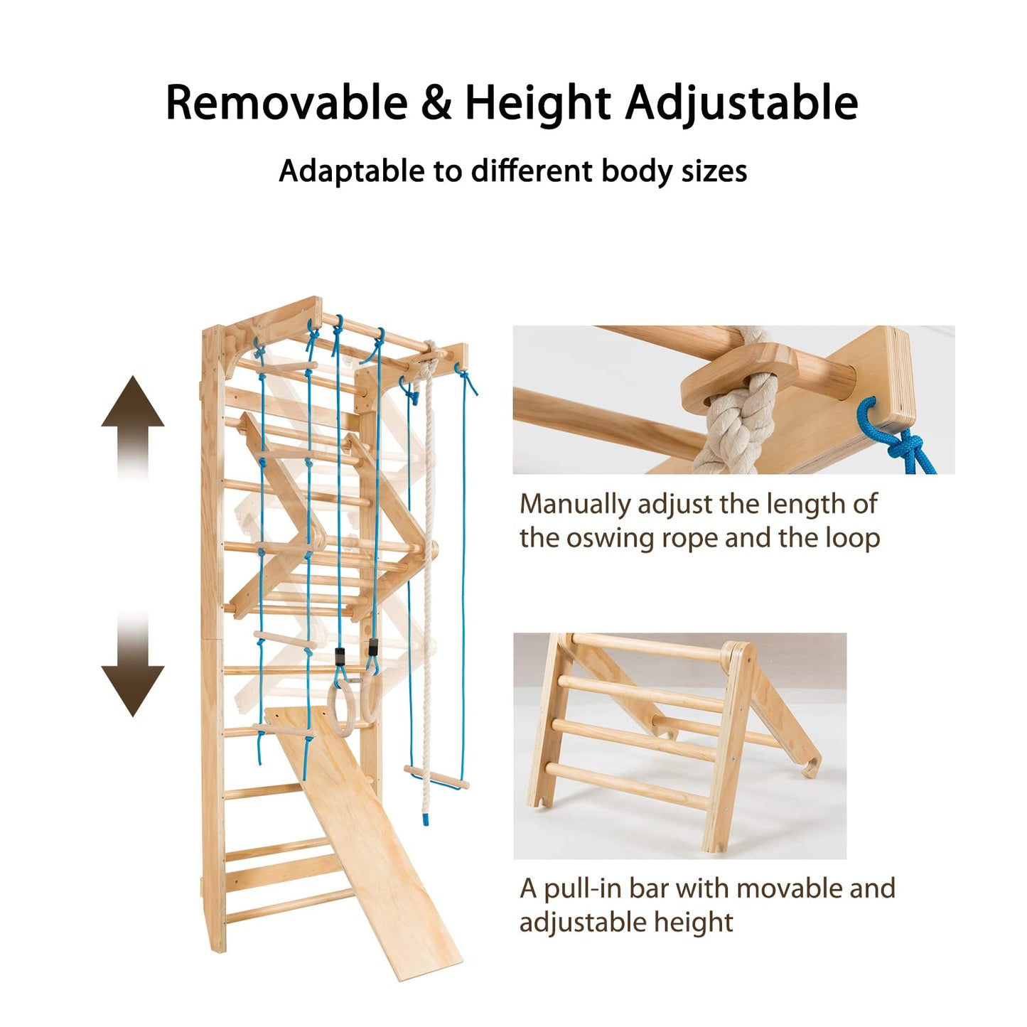 Wooden Rung Wall Climbing Wall Gymnastic Wall for Family