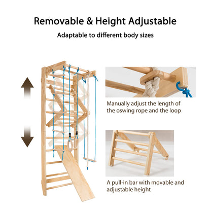 Wooden Rung Wall Climbing Wall Gymnastic Wall for Family