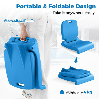 Foldable Outdoor Pool Chair with Handle & Back Support for Edge of Pool