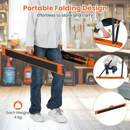 2 Pack Heavy Duty Saw Horses with Folding Design Non-slip Pads and Surface for Woodworking