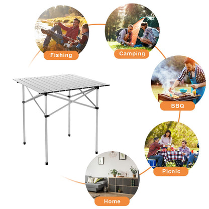 Portable Roll up Aluminum Table With Carrying Bag (70 x 70 x 70 cm (L x W x H))