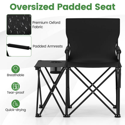 Oversized Camping Chair with Side Table & Carrying Bag for Fishing Lawn
