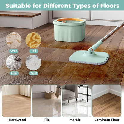 Spin Mop and Bucket Set with Replaceable Mop Pads