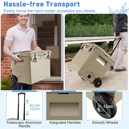 40L Hard Cooler with Built-in Bottle Opener Wheels & Handle