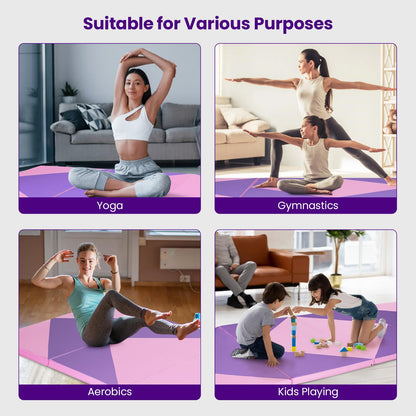 300 cm x 117 cm x 5 cm Folding Exercise Mat with Hook & Loop Fasteners & Carrying Handle